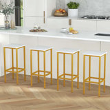 4 Pcs 26"bar Stool Set With Metal Frame Footrest Backless Counter Height Stool