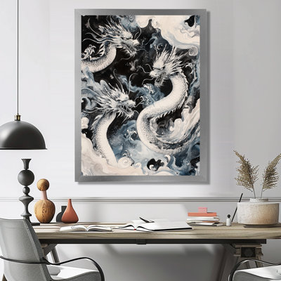 «Chinese Majestic Dragons Fight I», reproduction d'art mural