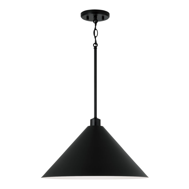 Luminaire suspendu conique à 1 lumière Alden, Noir, Noir