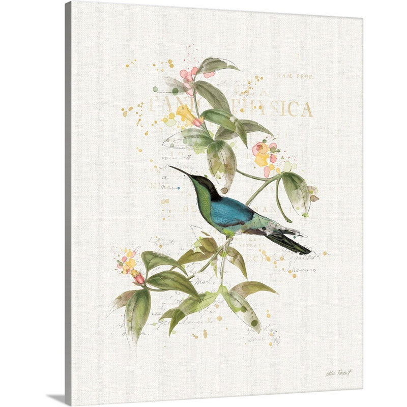 Colibri coloré, art mural sur toile IV, H 14 po x l 11 po x P 1 po, Toile tendue