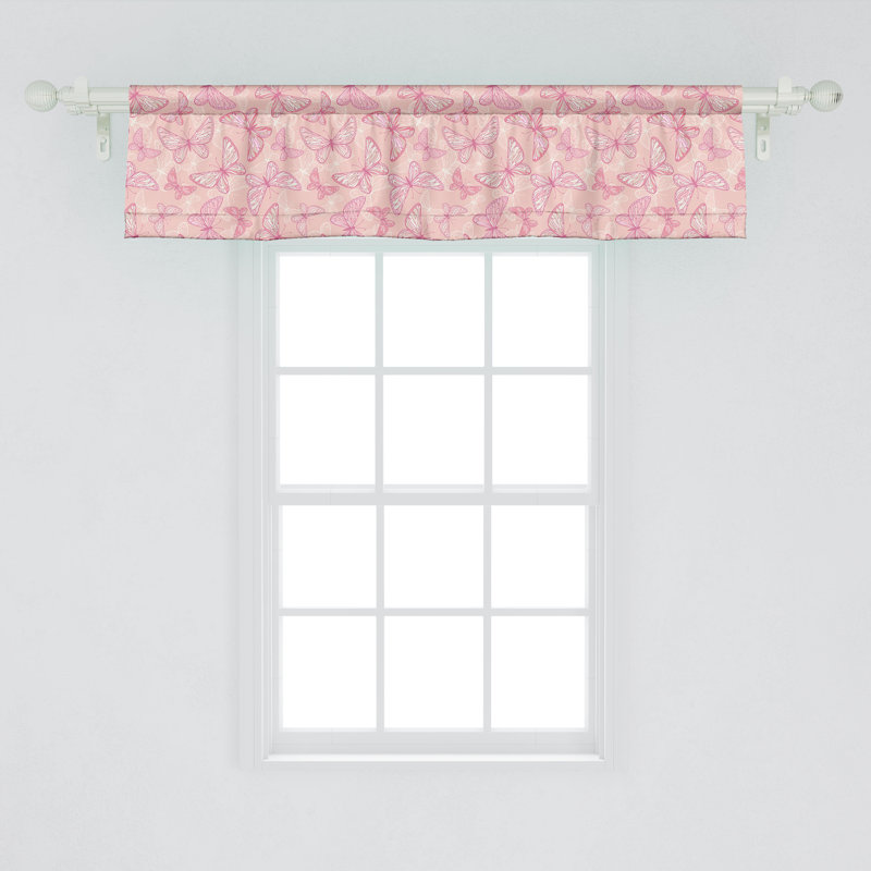 Cantonnière Ambesonne rose pâle paquet de 2 ailes ornées 54 po blanc pêche et rose, L 54 po x L 12 po