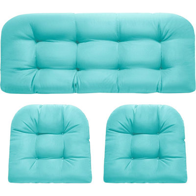 Wicker Chair Cushions, Waterproof Outdoor Loveseat Cushions For Patio Furniture, Tufted Wicker Furniture Cushions, 1 Loveseat And 2 U-shaped Cushions,