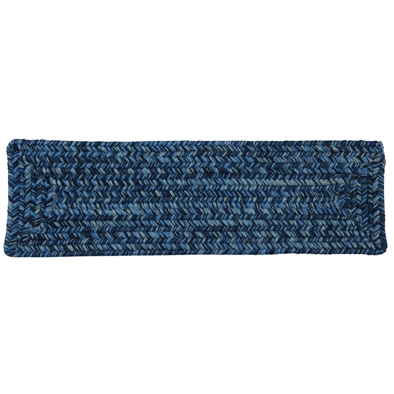 Tapis d'escalier rectangulaire 8 po x 28 po Ashiah, Vague bleue
