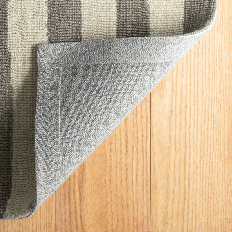 Silas Stripe Grey Hand Micro Hooked Wool Rug, Rectangle 8'6" x 11'6"