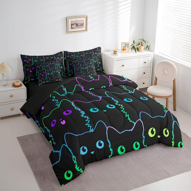 L'ensemble de lit pour chat Feelyou comprend un édredon, un ensemble de draps, des taies d'oreiller et des taies d'oreiller, un ensemble de literie 7 pièces, un lit coloré animal dans un sac pour un chat Kawaii