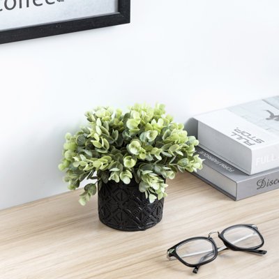 Faux plantes artificielles de 6,7 po avec pot en relief noir