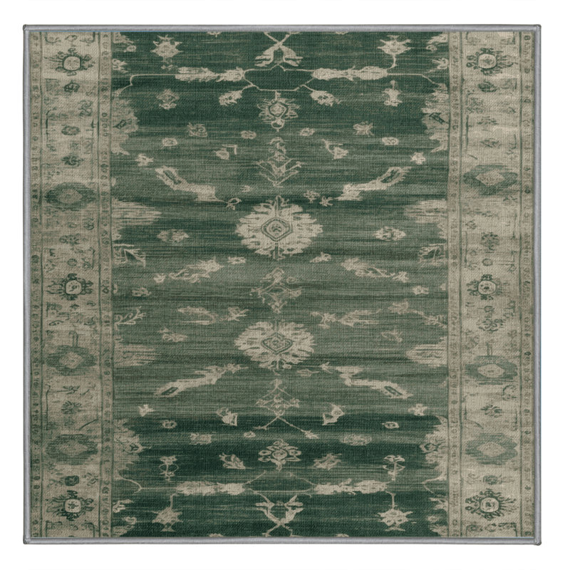 Machine Washable Overdyed Brown Area Rug, Square 6'