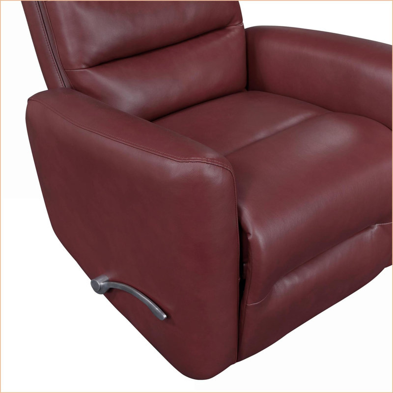 Recliners | Ruby Red Swivel Glider Reclining Chair with Breathable Faux Leather | Solid Wood &amp; Plywood Frame, Red