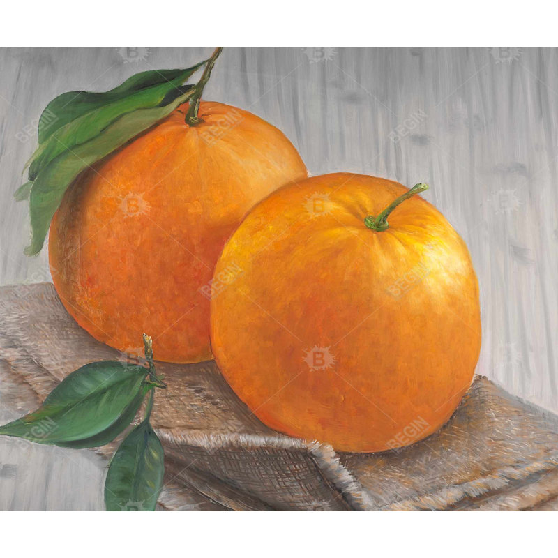 Two Oranges - Hyperrealist Kitchen Framed Matted Print