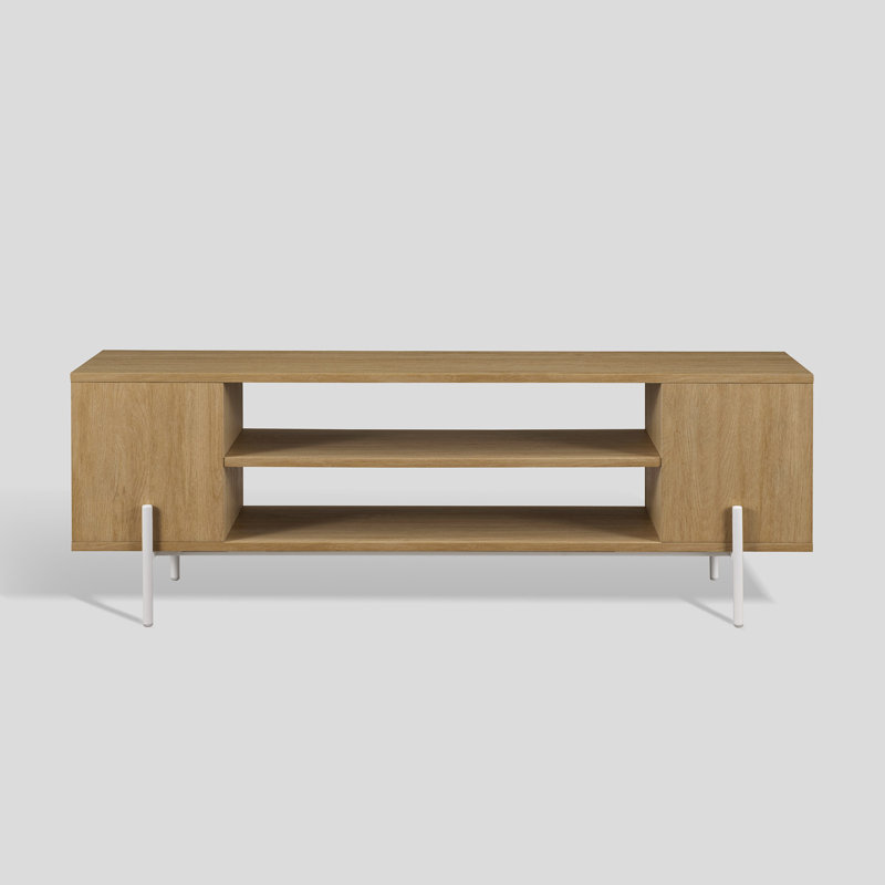 Judine Unfinished TV Stand, Coastal Oak/White