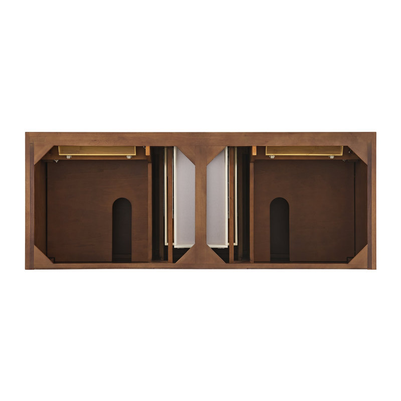 Lorelai 60'' W Double Vanity, Mid-Century Walnut, Carrara White, 8" Widespread