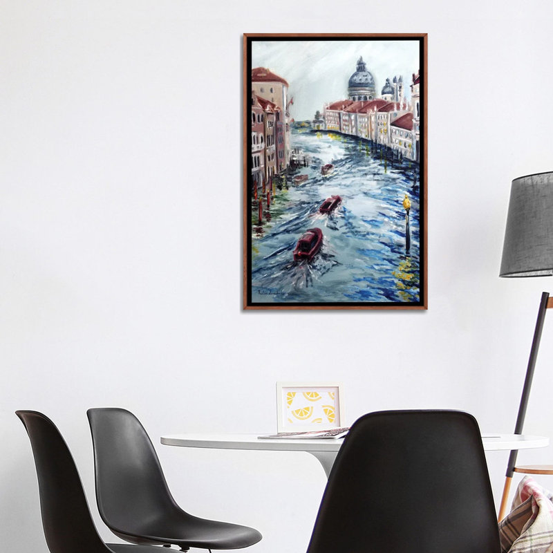 Impressions of Venice - reproduction d'art murale - toile encadrée, 40" x 26", Framed Canvas, Brown