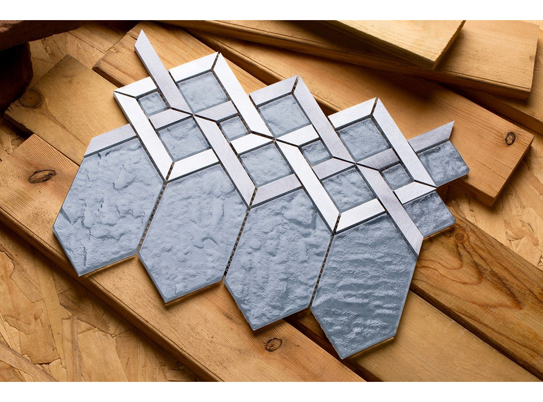Hexa Random Sized Metal/Glass Novelty Mosaic Wall Tile Mirrella