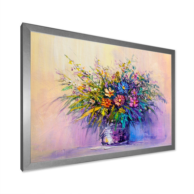 Nature morte pleine été Bouquet d'été III - reproduction de cadre flottant sur toile, H 24 po x l 36 po x P 1 po