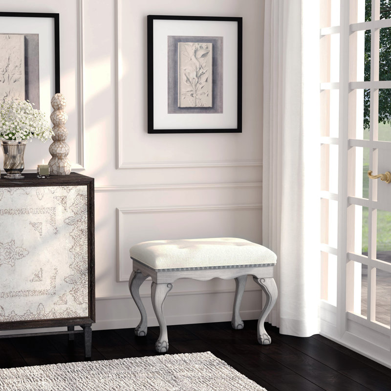 Nagako Cotton Blend Upholstered Storage Bench, Powder Gray