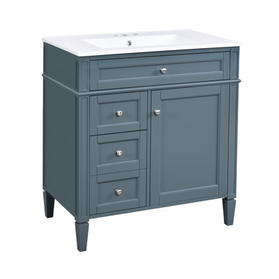 Armoire de meuble-lavabo moderne 30 po avec lavabo simple avec 2 tiroirs et un tiroir basculant