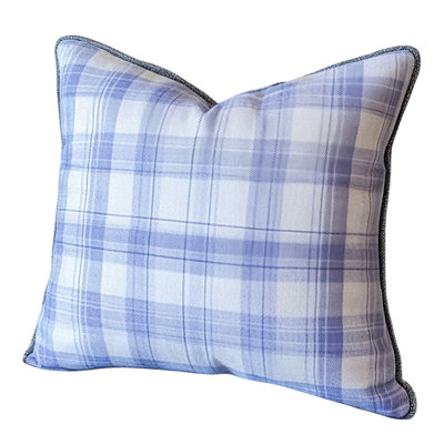 Blue White Plaid Pillow