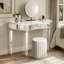 Console à miroir demi-lune 47 po avec tiroir en verre cannelé et poignée en cristal-132380515