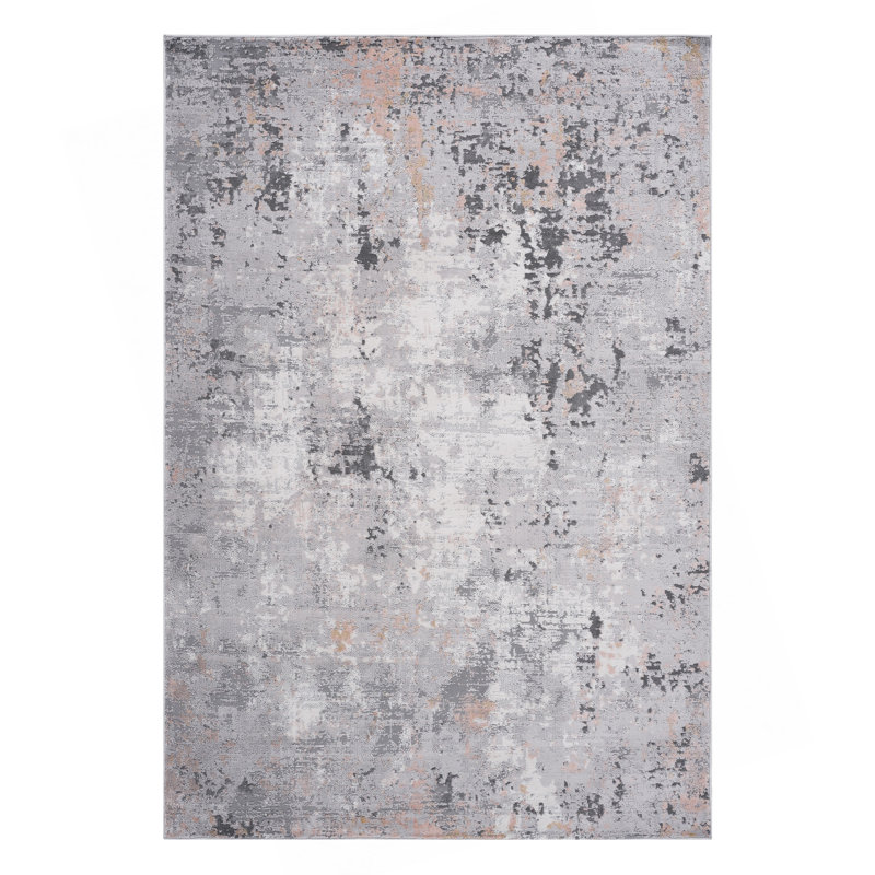 Tapis gris / multicolore / abstrait à motif de chambre à coucher LOOM & LUXE, Rectangle 5 pi 3 po x 7 pi 6 po