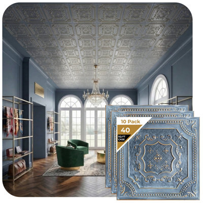 Elizabethan Shield 24'' L x 24'' W Textured PVC Glue Up & Drop-In Ceiling Tile
