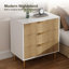 Commode 3 tiroirs - Poignées dorées, bois naturel, vestibule ou garde-robe-213023742
