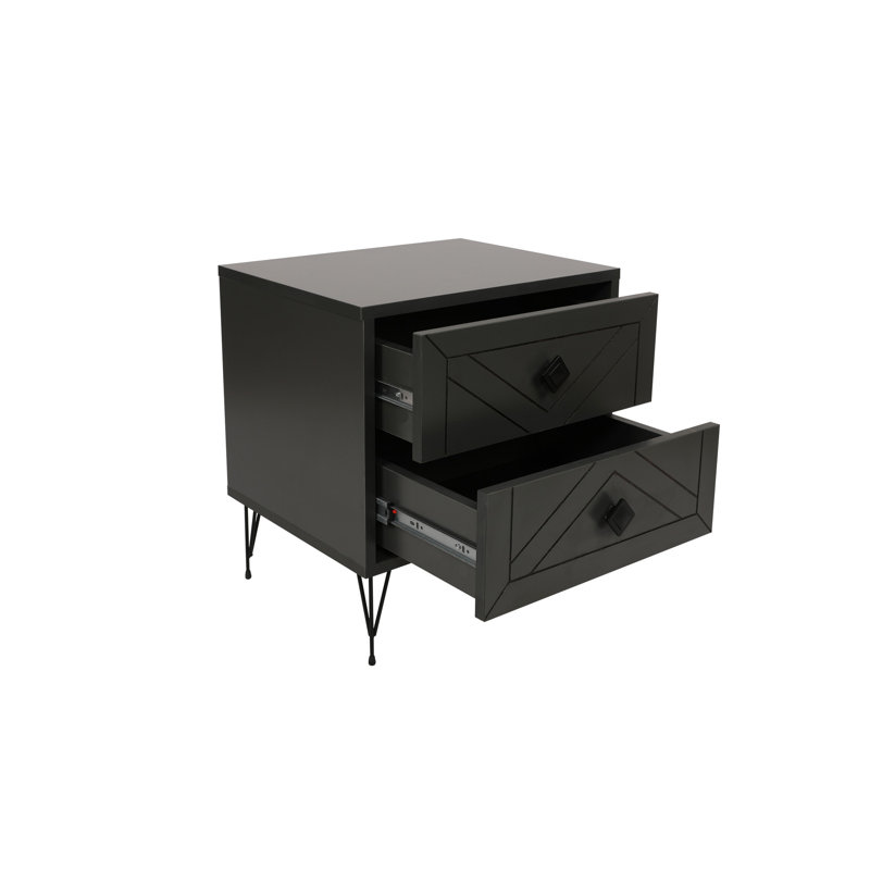Chenoweth 50cm W Manufactured Wood Bedside Table, Anthracite