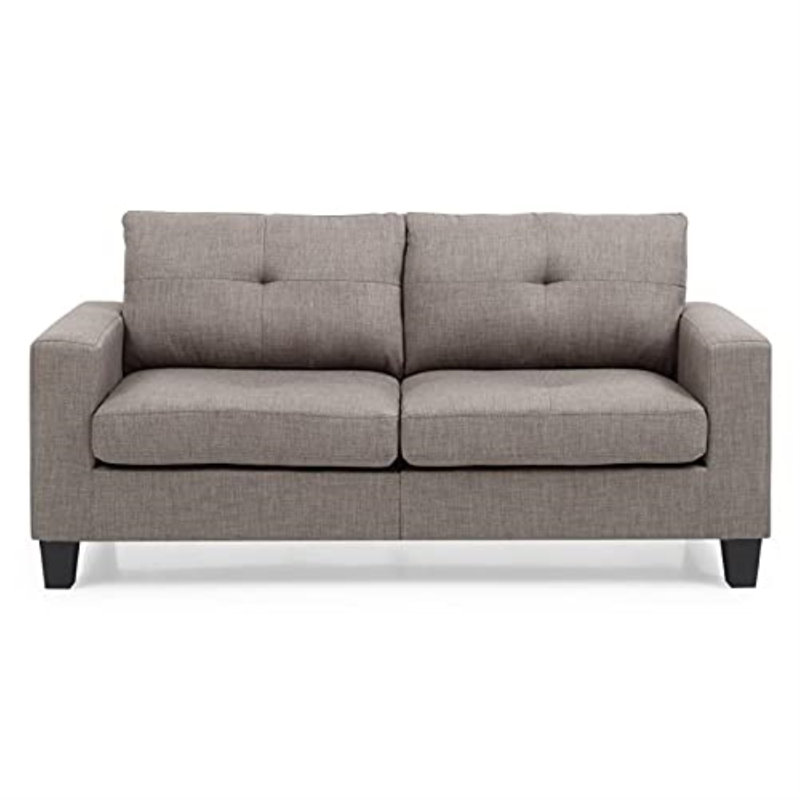Vegas Square Arm Sofa, Gray Cotton Twill