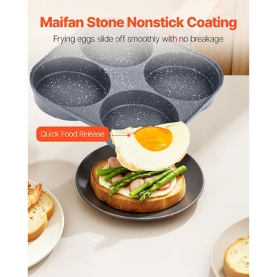4 Holes Egg Pan Aluminium Omelette Skillet Nonstick Pancake Maker with Lid
