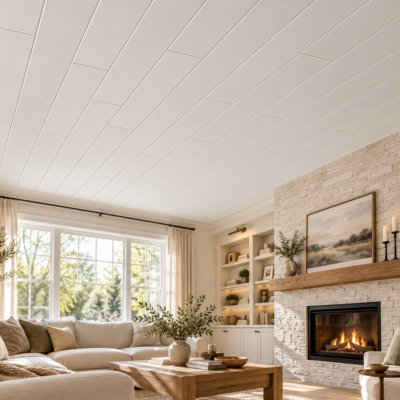 DIY Glue Up Decorative Ceiling Panels/Planks/Tiles - 39.3" x 6.5" (Plain White)