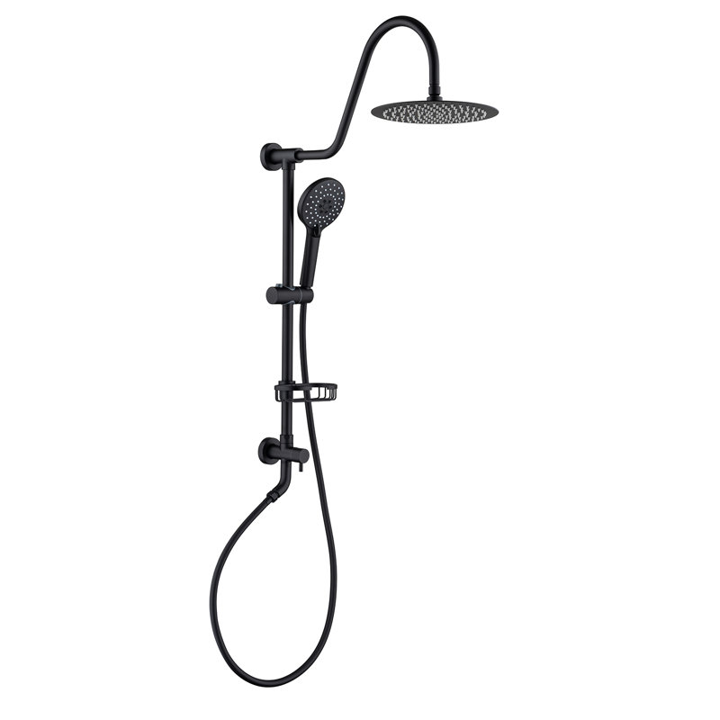 Matte Black Adjustable Height Rain Shower System with Handheld