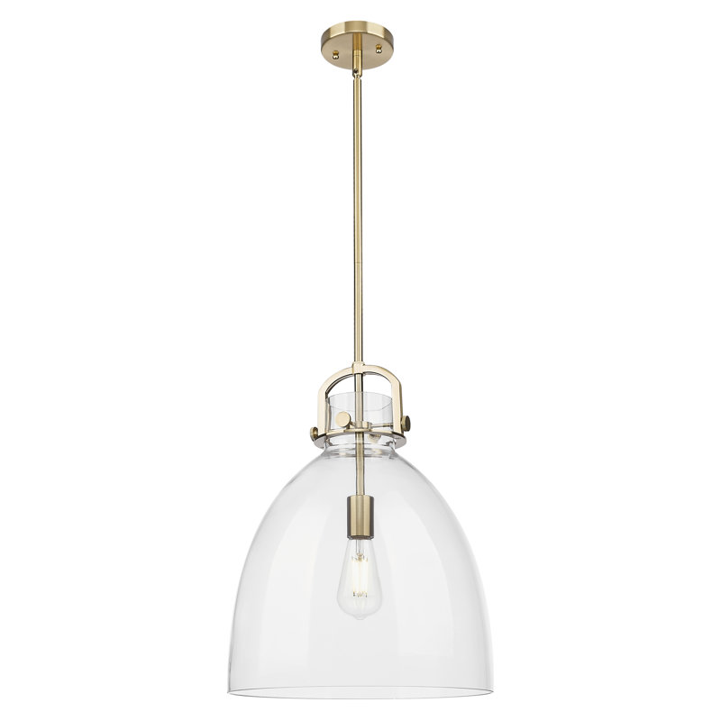 Luminaire suspendu 1 lumière Badillo, Clair, H 18,25 po x l 14 po x P 14 po, Bronze champagne