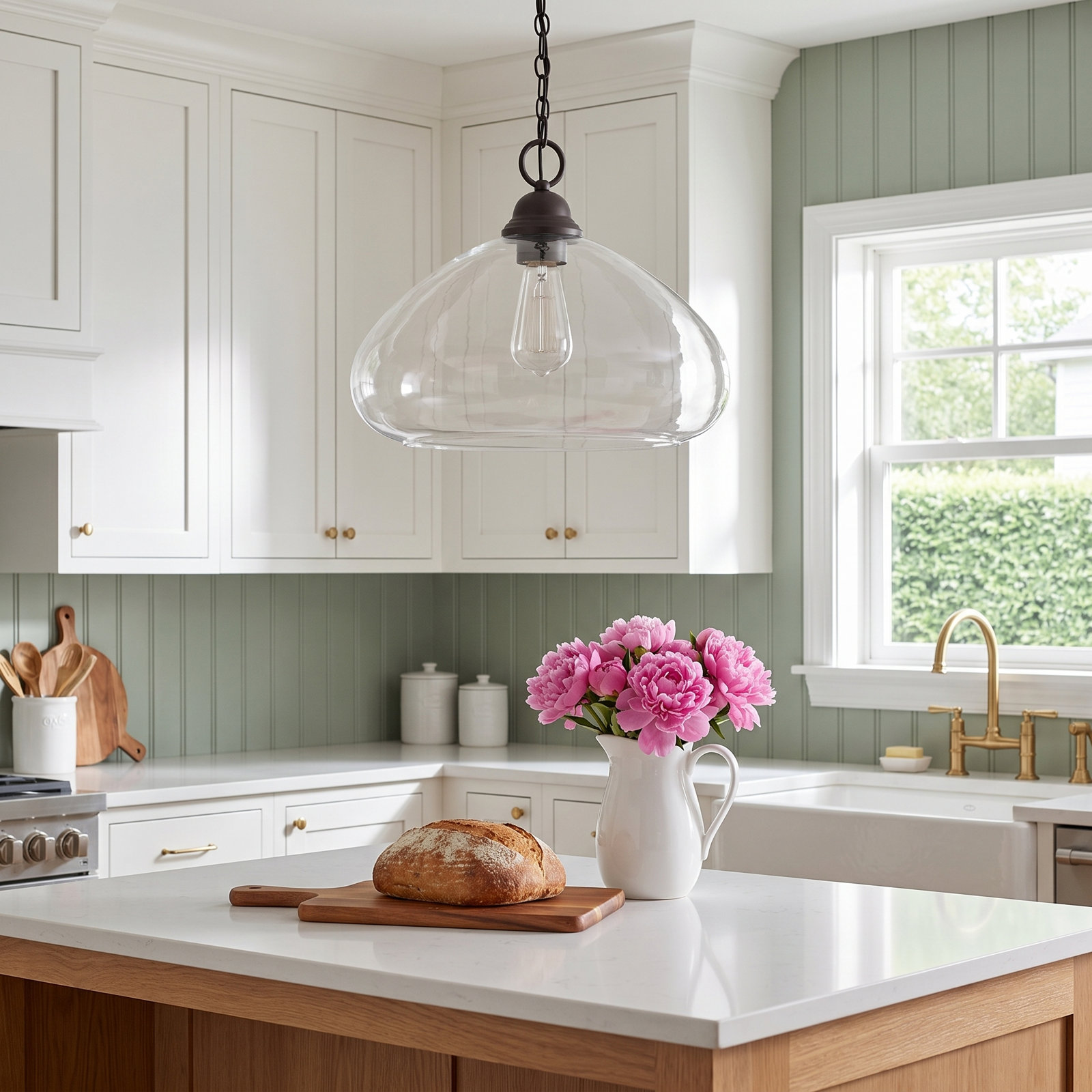 Single Light Glass Dimmable Pendant, English Bronze