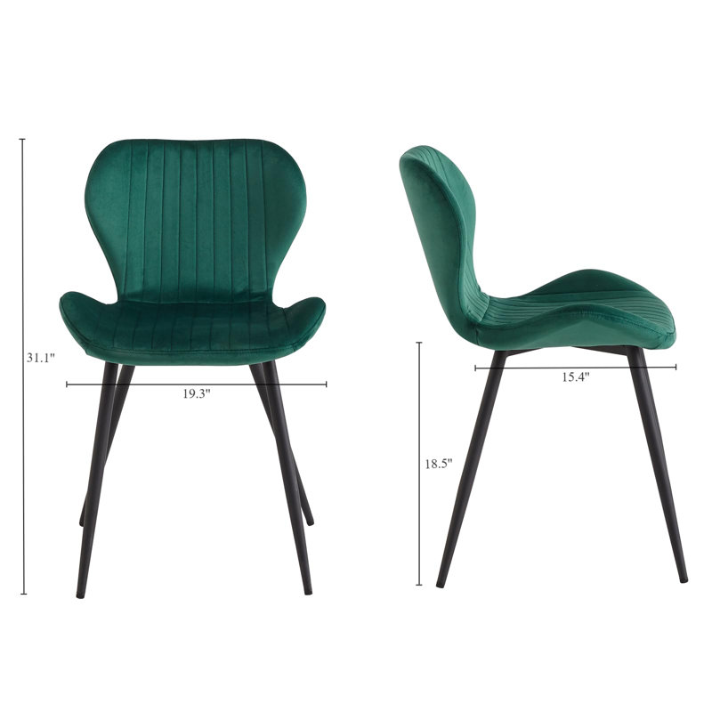 Velvet Dining Chairs Set of 4, Upholstered Kitchen Chairs for Living Room with Metal Legs,, Green