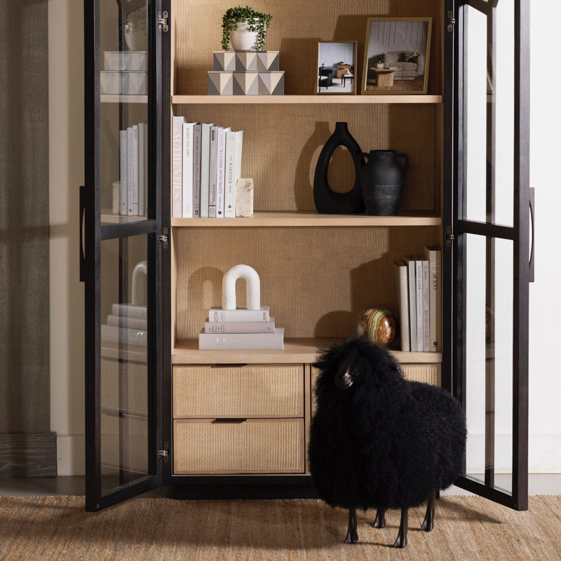 Theo Black Sheepskin and Bronze Baby Sheep Sculpture