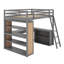 Lit mezzanine double avec tablettes et bureau-1061769945