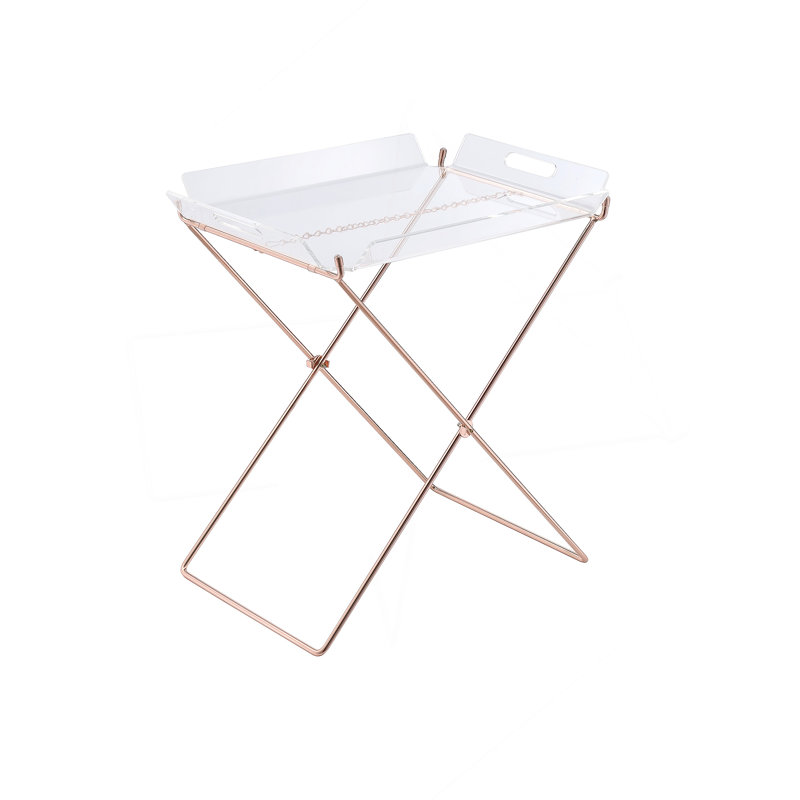 Table-plateau Cercie, finition acrylique transparente et cuivre