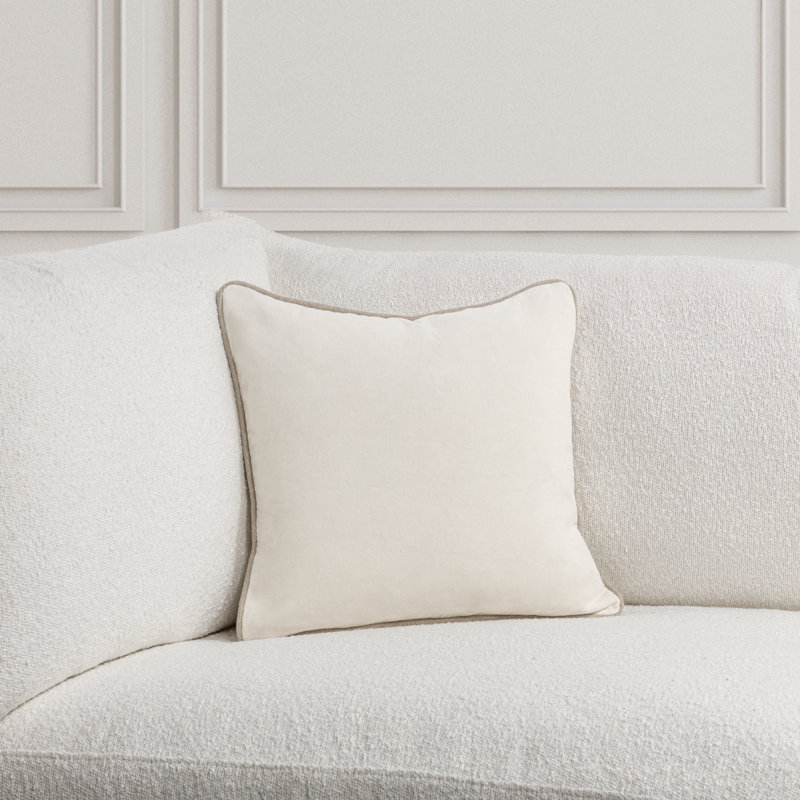 Harriet Cotton Throw Pillow, Square 18", Ivory