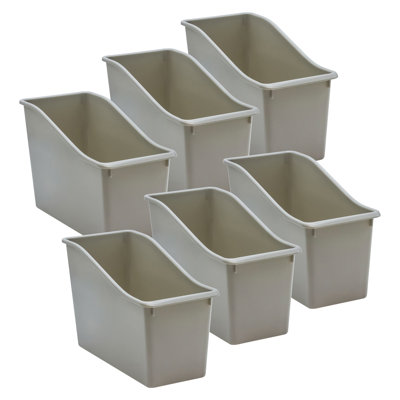 Teacher Created Resources Plastic Book Bin, Grey, Pack Of 6