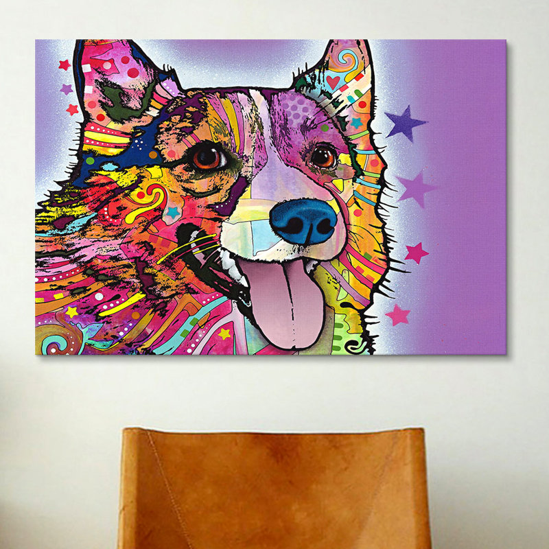 « corgi », impression sur toile, H 26 po x l 40 po x P 1,5 po