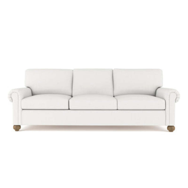 Canapé Leroy, H 36 po x l 84 po x P 43 po, Lin Box Weave blanc, Naturel