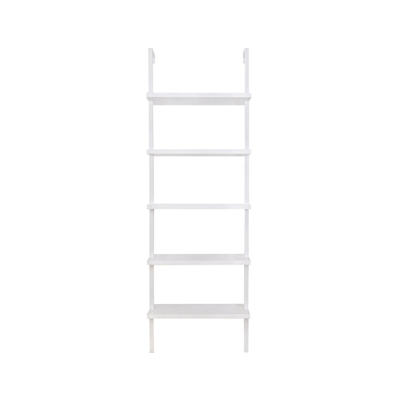 Bibliothèque standard à 5 tablettes Andrea, Cadre en acier blanc / tablette en bois blanc