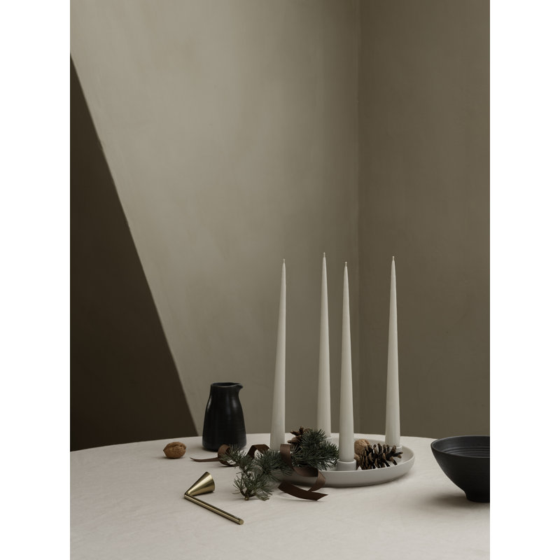 VELA 1.38" Stoneware Tabletop Candelabra, Moonbeam