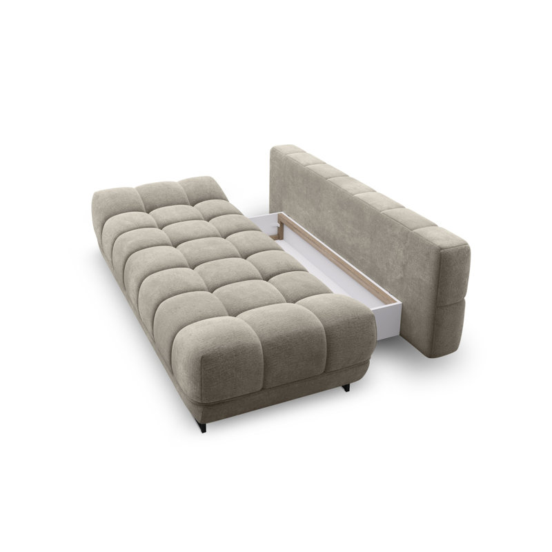 Nicolus 3 Seater Velvet Sofa Bed, Beige