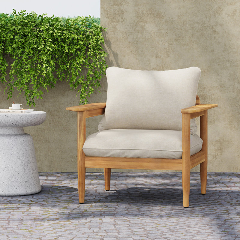 Terassi Outdoor Acacia Wood Lounge Chair With Comfortable Cushions And Spacious Armrests For Relaxation