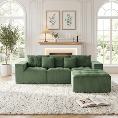 101″L-shaped Boneless Chenille Upholstered Sofa No Assembly