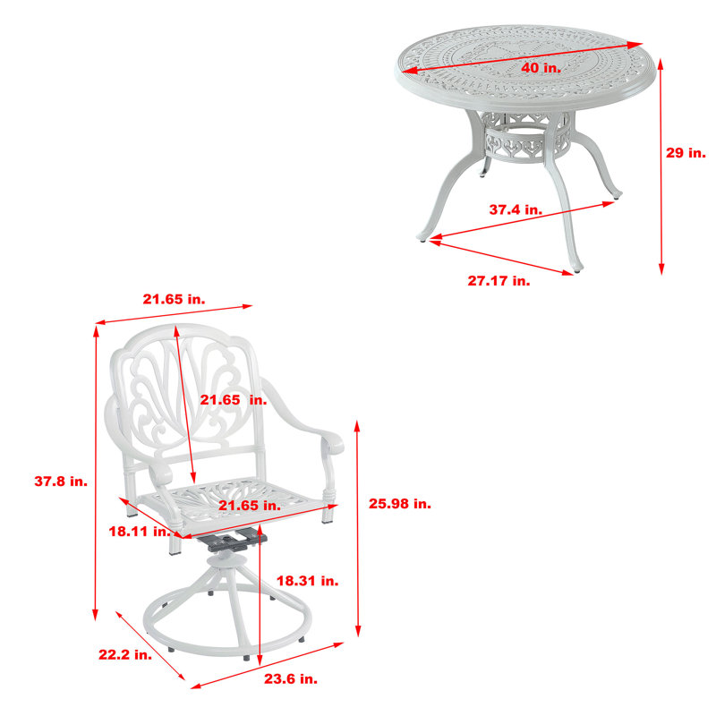 Miller 4 - Person Patio Dining Set with Round Table, White