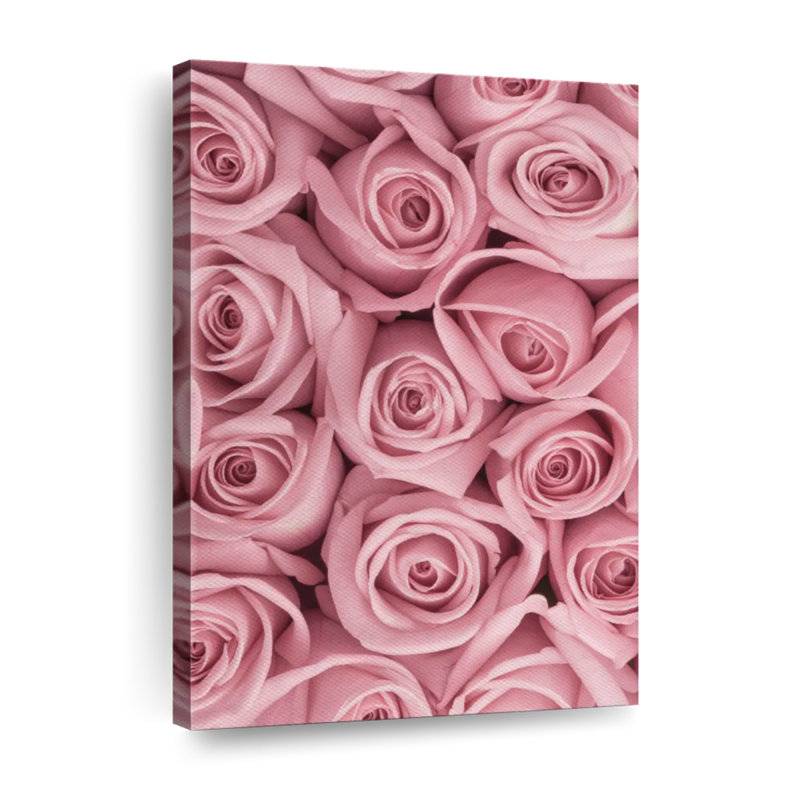Bouquet de roses roses - impression sur toile tendue, H 30 po x l 20 po x P 1,25 po