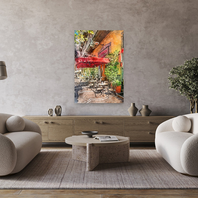 Charmant café d'extérieur classique romantique ville d'été, 48" H x 32" W