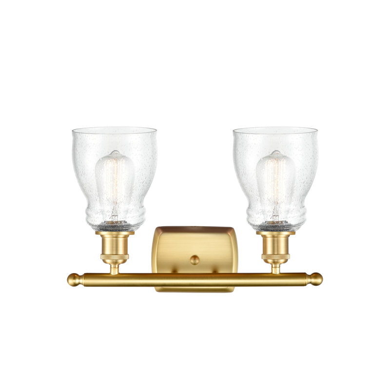 Mccarver 2 - Light Dimmable Vanity Light, Seedy, 6 Watt Vinage LED Bulb, Satin Gold