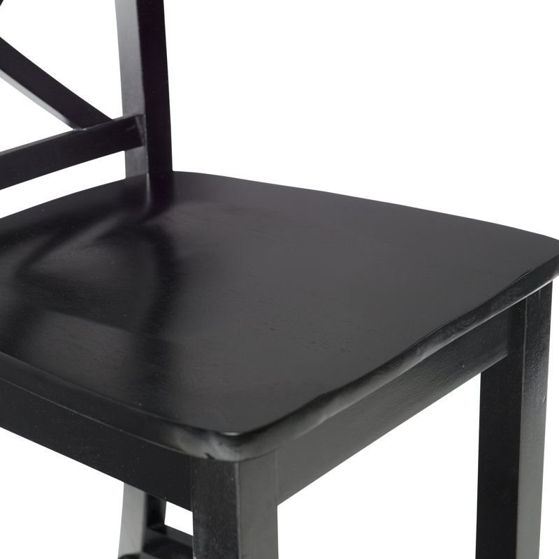 Fairbairn Solid Wood Counter Stool with Solid Wood Frame, Black, Bar Stool (30" Seat Height)